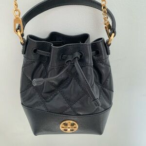 Tory Burch mini bucket crossbody bag.